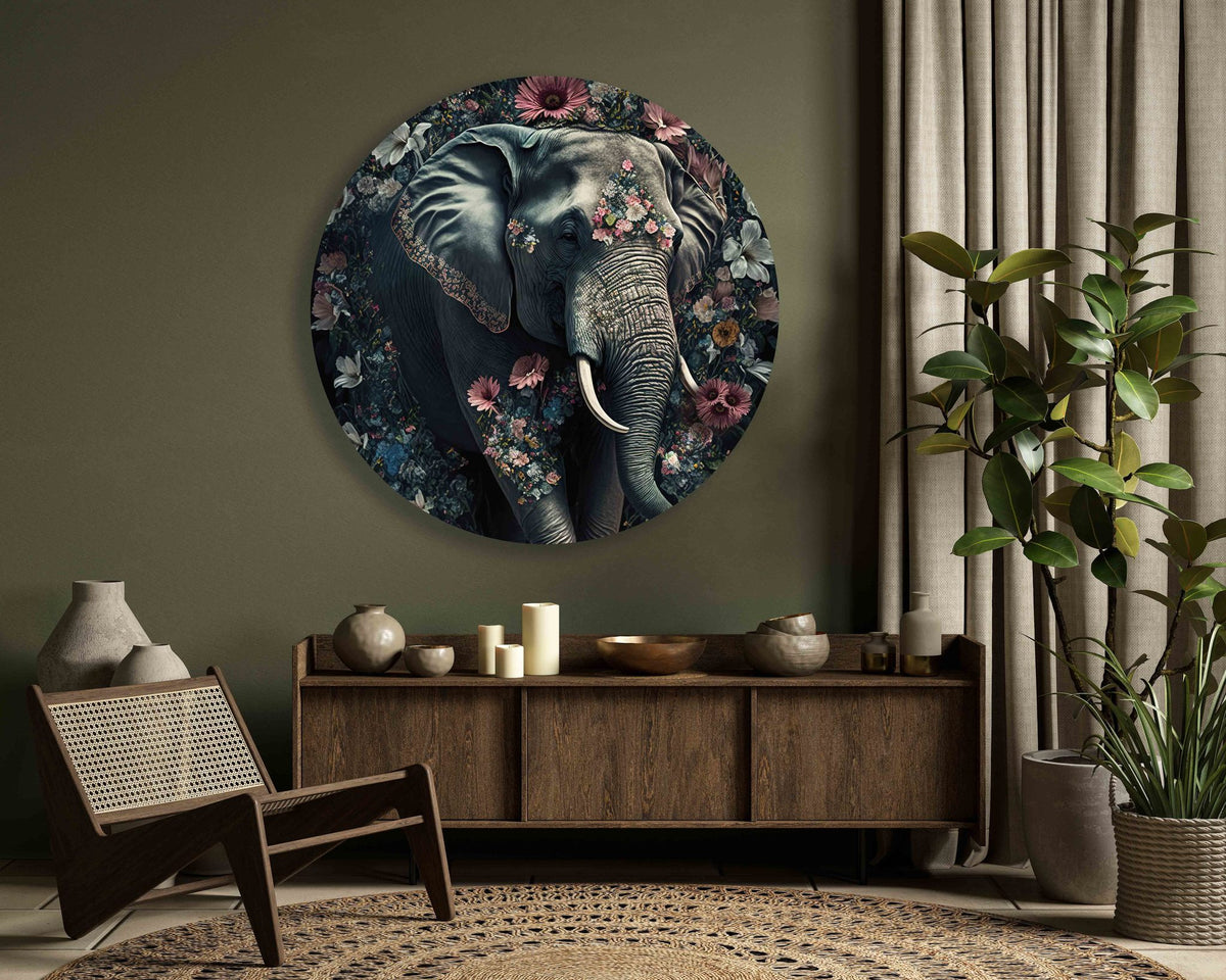 Muurcirkel olifant wandcirkel botanisch