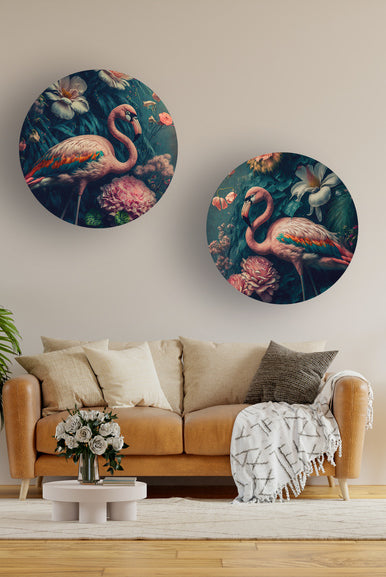 Muurcirkel flamingo wandcirkel botanisch