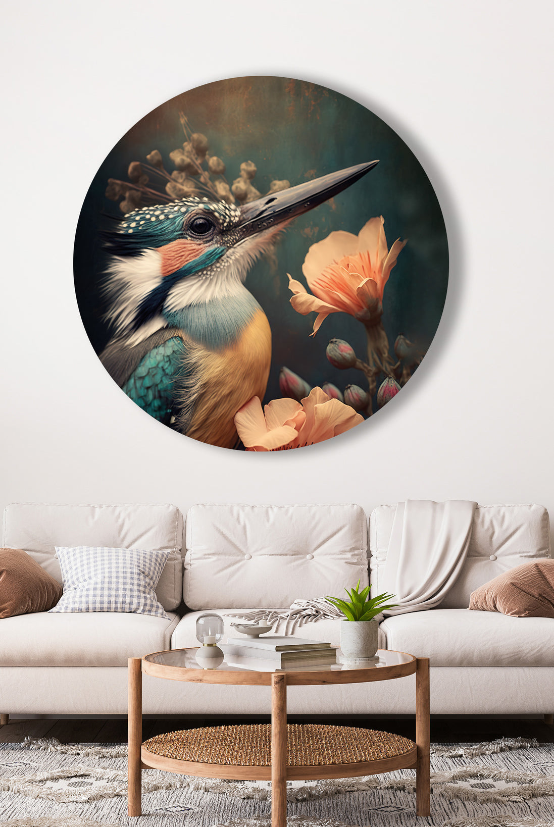 Muurcirkel kingfisher wandcirkel botanisch woonkamer